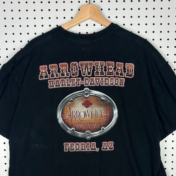 Harley Davidson Motorcycle Biker T Shirt 2XL Black Graphic‎ Peoria Arizona Arrow - Picture 3 of 6